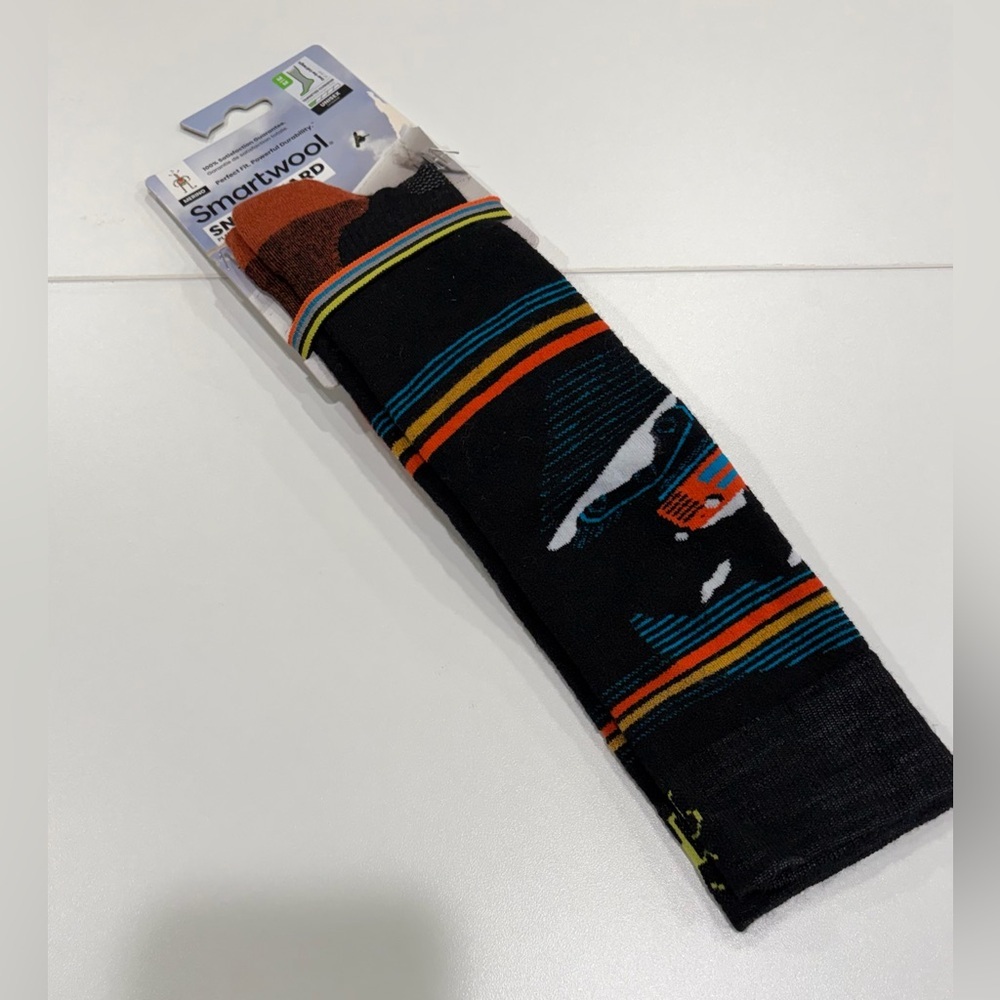 Smartwool Men's Medium Snowboard Piste Machine Over The Calf Socks Black Yellow